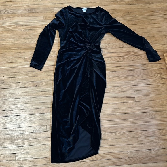 Velvet body con dress with tulip hem - Picture 1 of 1